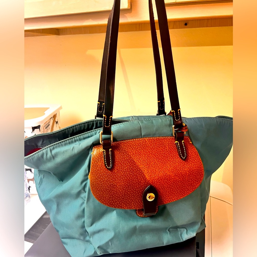Dooney And Bourke Nylon & Leather Pocket Shopper Tote